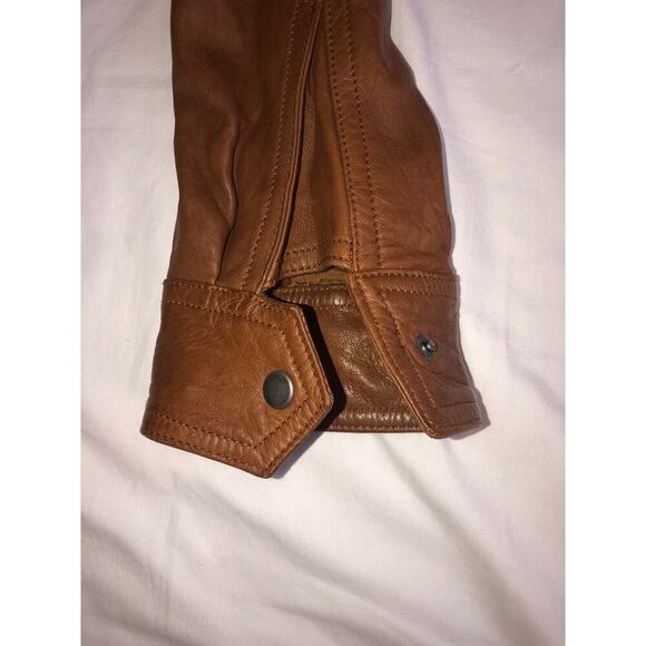 Theory Atara Leather Jacket Size P or XS Brown Moto Trucker Made in Italy Soft - Picture 9 of 14